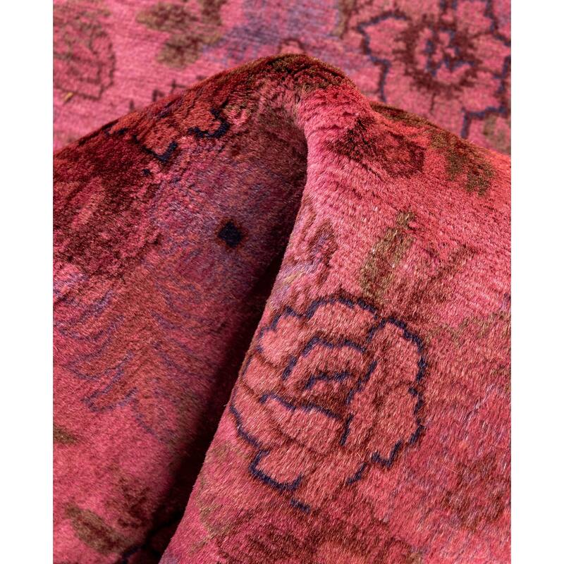 Overdyed One-of-a-Kind Hand-Knotted Area Rug - Pink - 2' 6" x 12' 3"