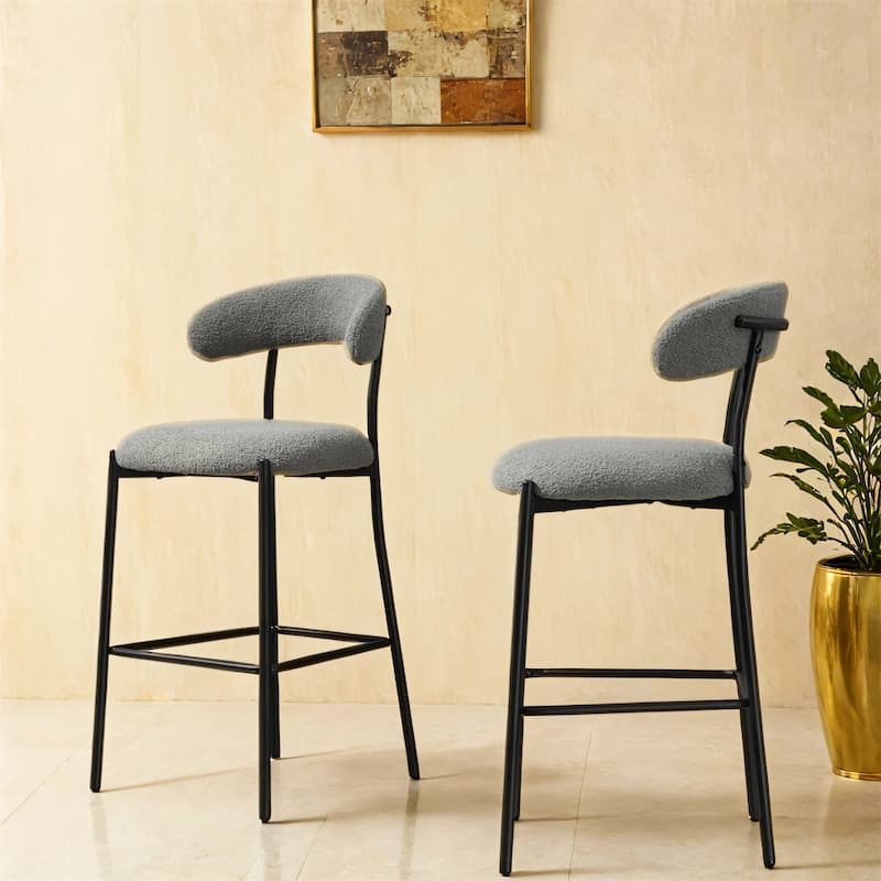 Counter Height Bar Stools with Black Powder Coating Base and Footrest Set of 2