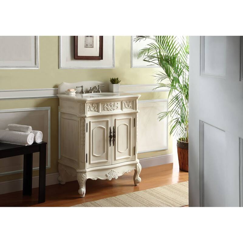 30" Old Timer Classic Ellenton Bathroom Sink Vanity & Mirror Set - White