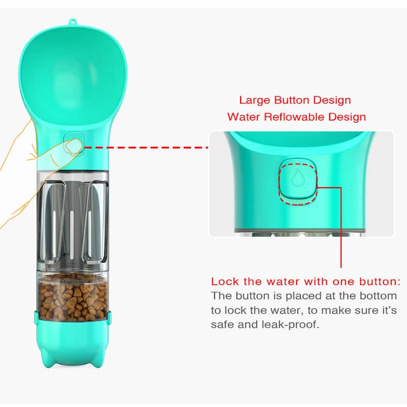 3 in 1 Dog Travel Bottle Set, Drinking Feeder, Food Box and Trash Bag Storage