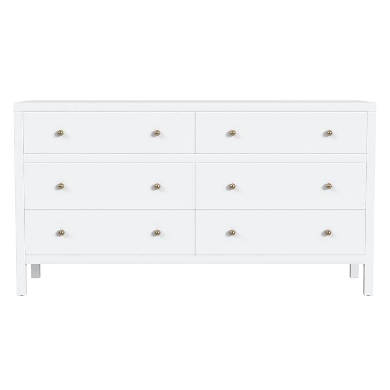 Nora 6-Drawer Wood Wide Dresser
