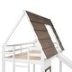 preview thumbnail 9 of 8, Wood Twin Size House Bunk Bed with Roof, Ladder and Slide, No Box Spring Required, Easy Assembly, White+Brown