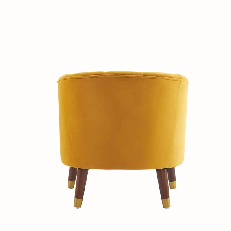 Velvet Barrel Chair With Wooden Legs