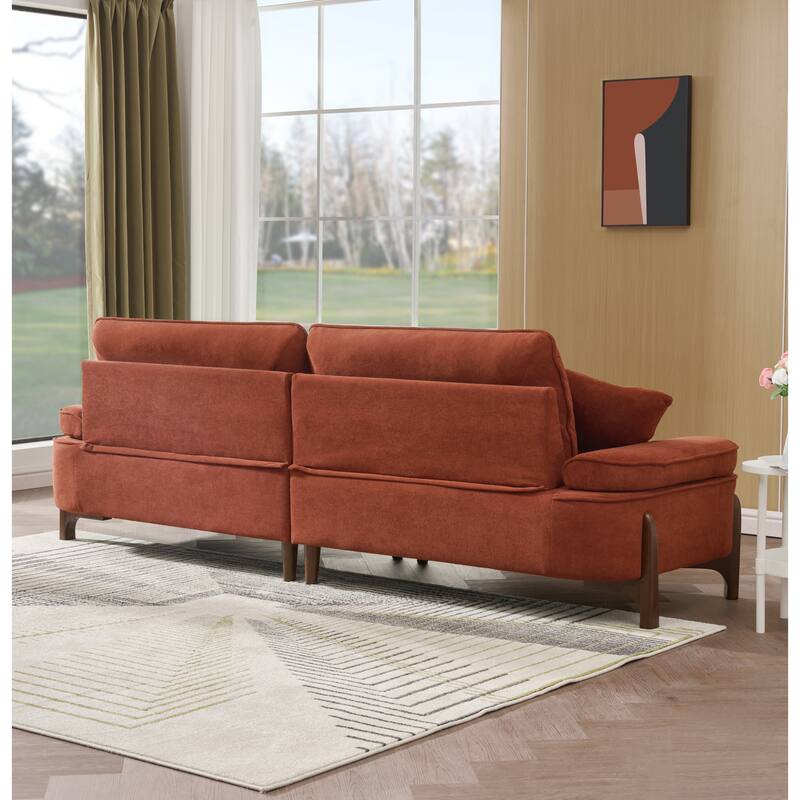 103" Foam 3-Seater Sofa with 4 Pillows, Solid Wood Frame, 600lb Capacity