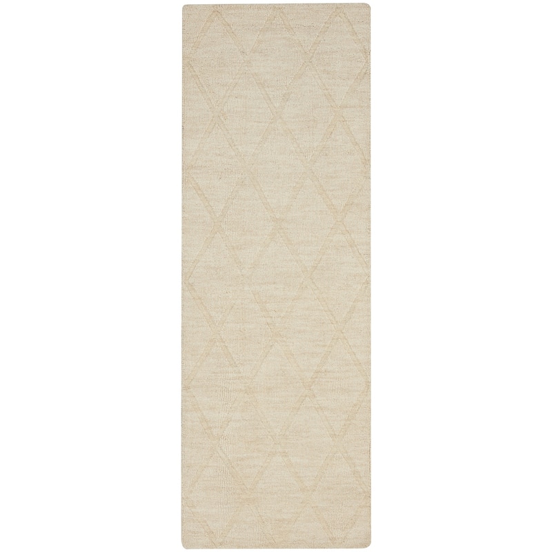 Nourison Wool Haven Indoor only Diamond Wool Area Rug - 2' x 6' - Ivory - Runner