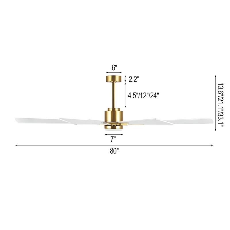 72"/80" DC Motor Indoor Ceiling Fan with Lights and Remote