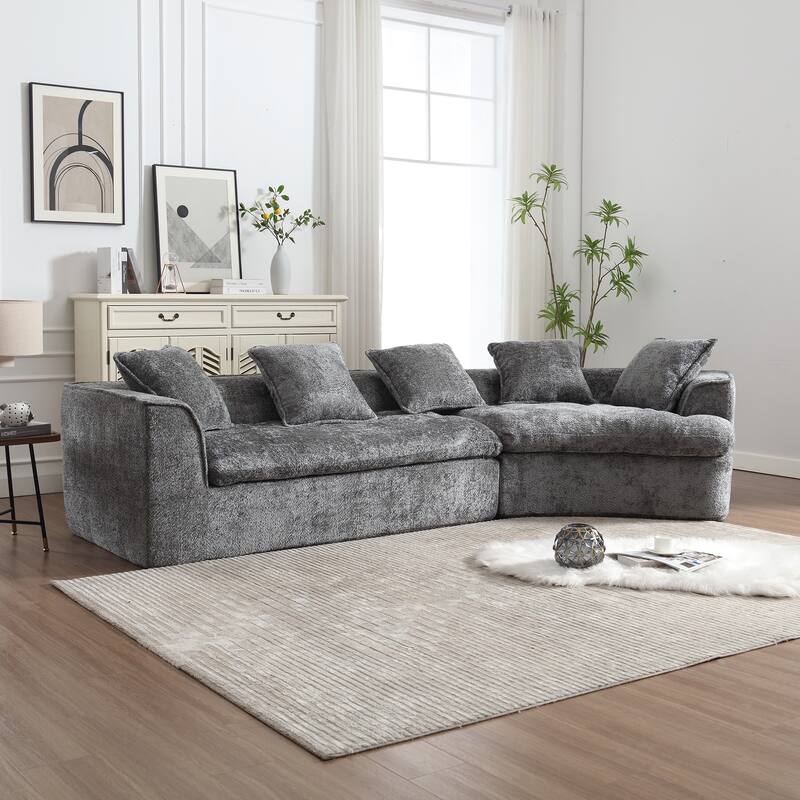 Modern Boucle 3-Seater Sofa with Double Seat and Corner Design, Oversized and Comfortable for Living Room or Office.