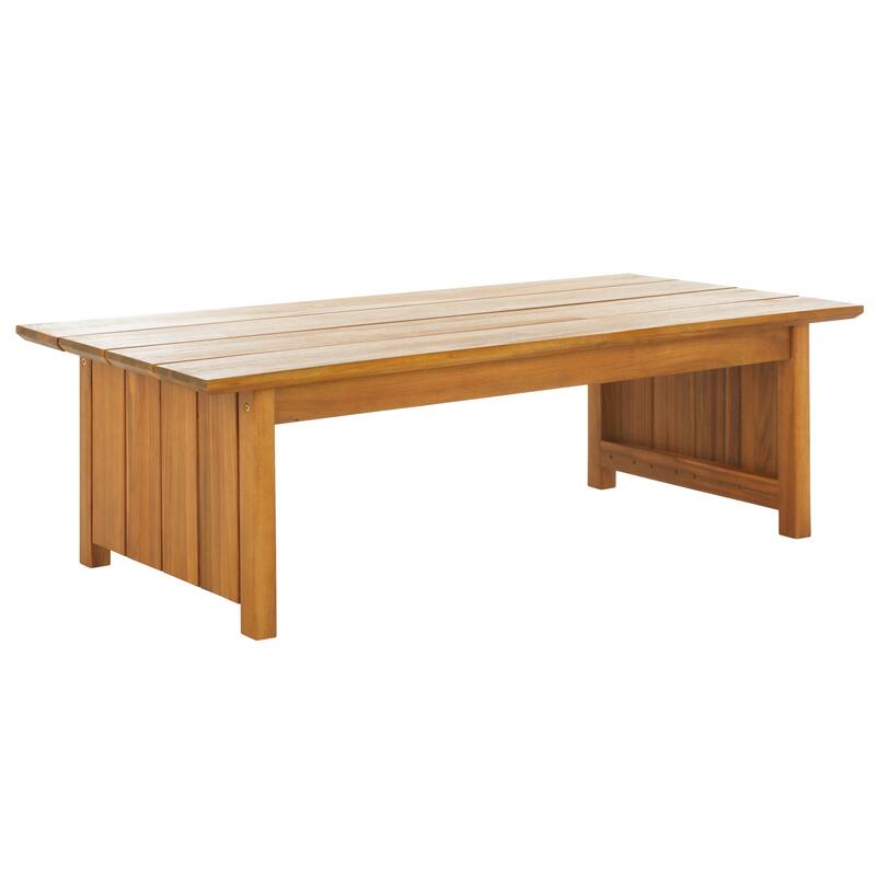SAFAVIEH Outdoor Patio Furniture Kento Solid Wood Slatted Coffee Table - 47"W x 24"D x 15"H