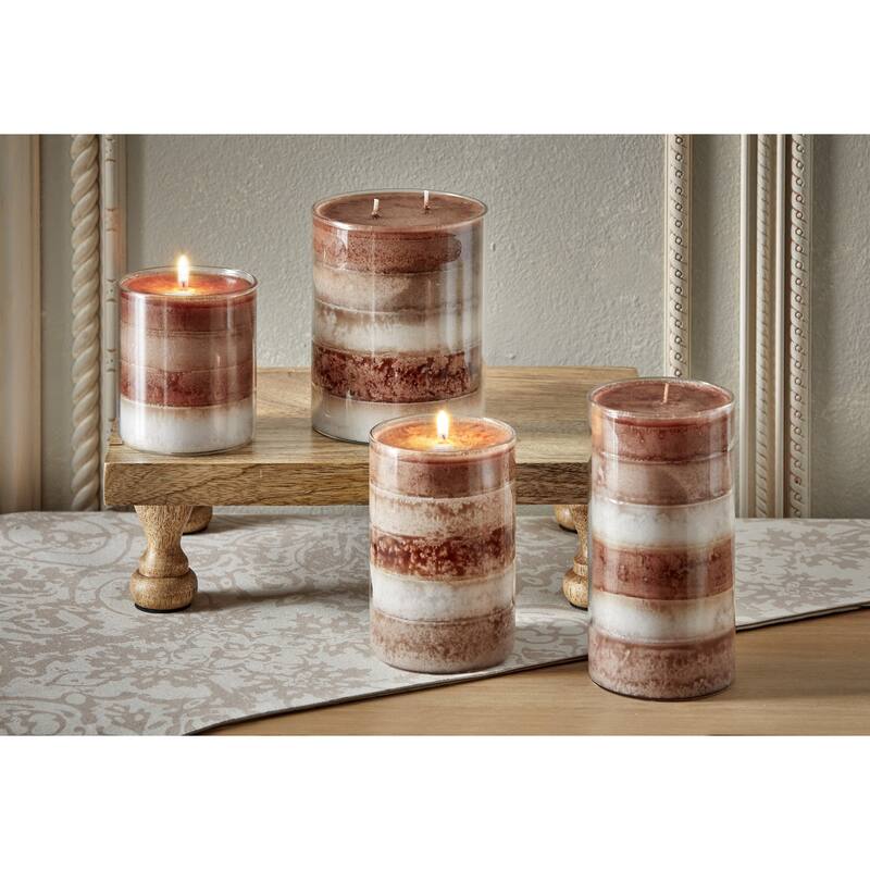 Moonlight Themed Scented Paraffin Wax Pillar Candle Large, Brown, 4x5 inch, Burn Time 75 Hours