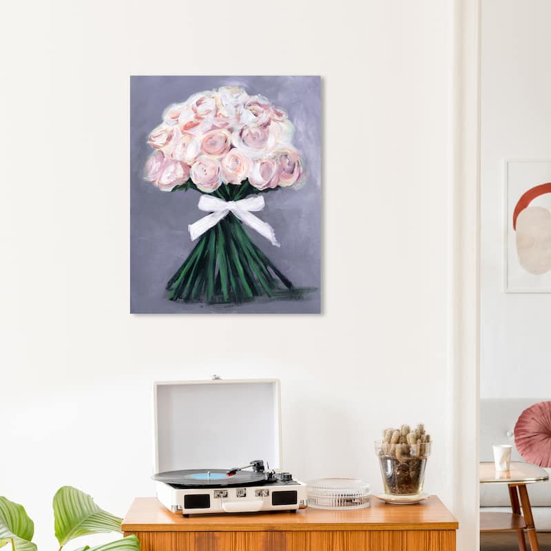 Wynwood Studio Canvas Floral and Botanical Loveliest Bouquet Pink and Pastel Pink Traditional Wall Art Canvas Print - 24 x 20