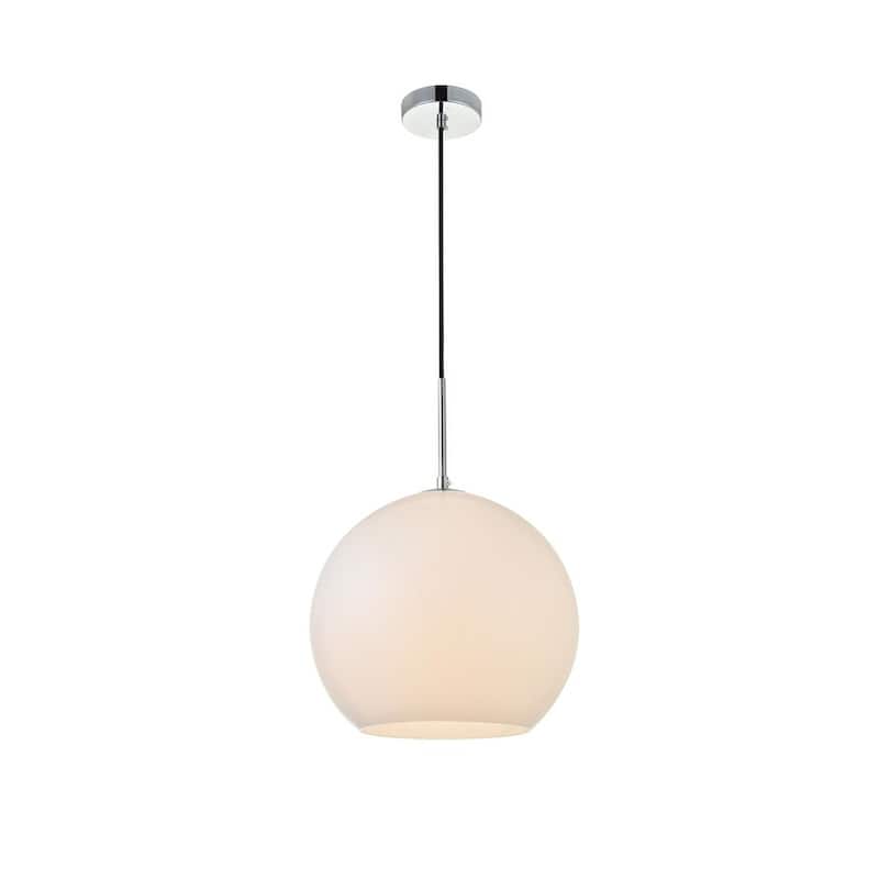 1-Light Pendant with 12 inch Frosted White Glass - Chrome