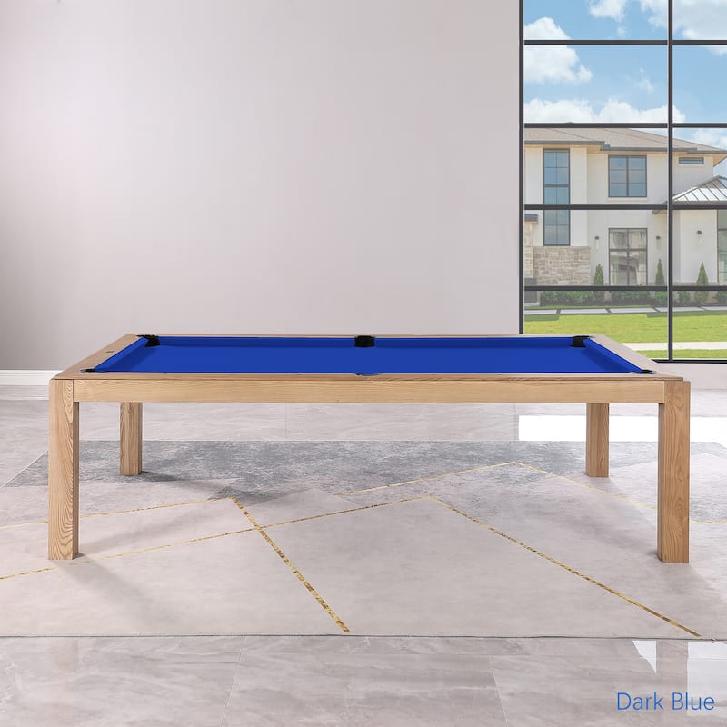 Olivia 8ft Vintage Ash Billiard Slate Pool Table with Dining Top - Blue/Grey