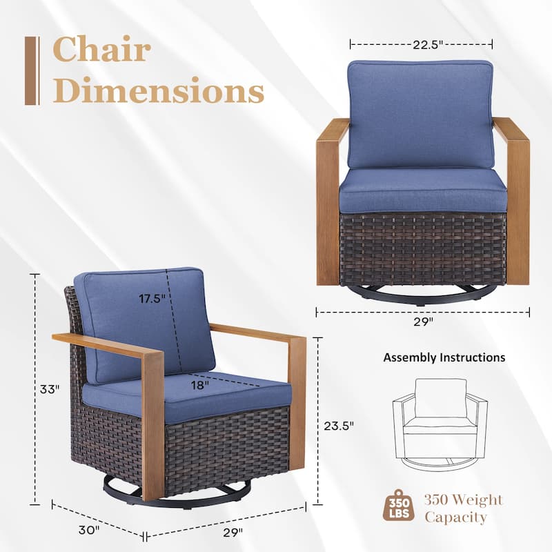 Outdoor Rattan Swivel Glider Rocker Chair - Brown