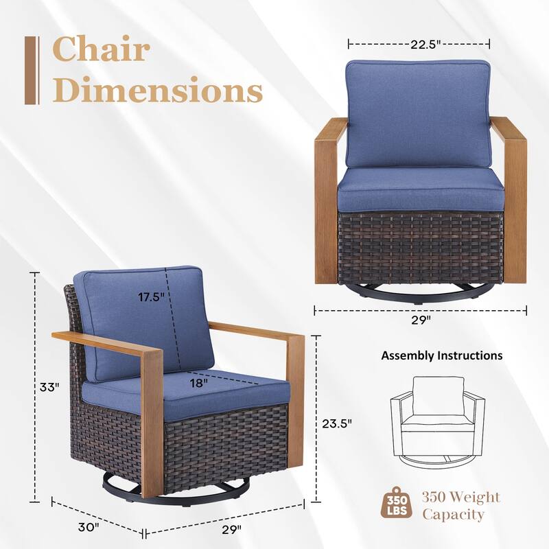 Outdoor Swivel Rocker Chair - Patio Wicker Glider Chair