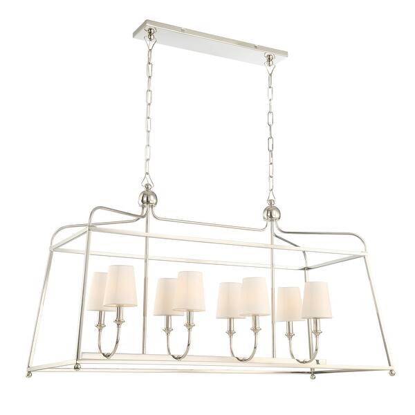 slide 2 of 8, Libby Langdon for Crystorama Sylvan 8 Light Polished Nickel Chandelier - 42'' W x 25'' H x 18'' D
