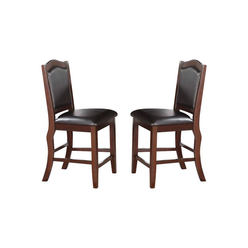 Faux Leather Upholstered Dining Chairs, Brown(Set of 2) - Counter Height
