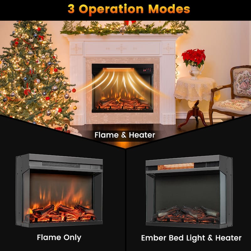 Costway 23'' 3-Sided Electric Fireplace Insert Heater 1500W with - See Details