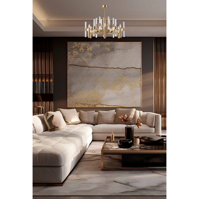 6 Light Antique Brass Metal Ceiling Fixture With Clear Crystal Rods