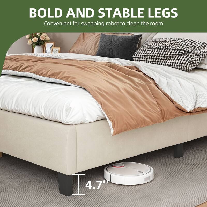 Moasis Upholstered Tufted Bed Frame with Adjustable Height Headboard