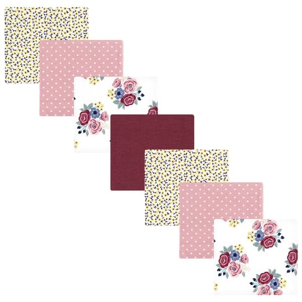 slide 1 of 1, Hudson Baby Infant Girl Cotton Flannel Receiving Blankets Bundle, Blush Navy Floral, One Size - Blush Navy Floral - One Size One Size - Blush Navy Floral