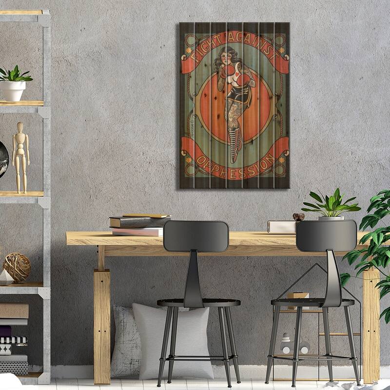 Fight Against The Opression I Print On Wood by Jessica O. - Multi-Color