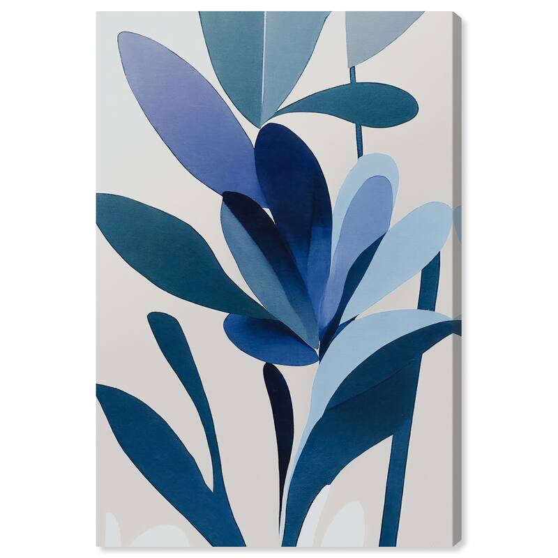 Wynwood Studio Abstract Plant Elegance Blue and Modern & Contemporary Wall Art Canvas Print