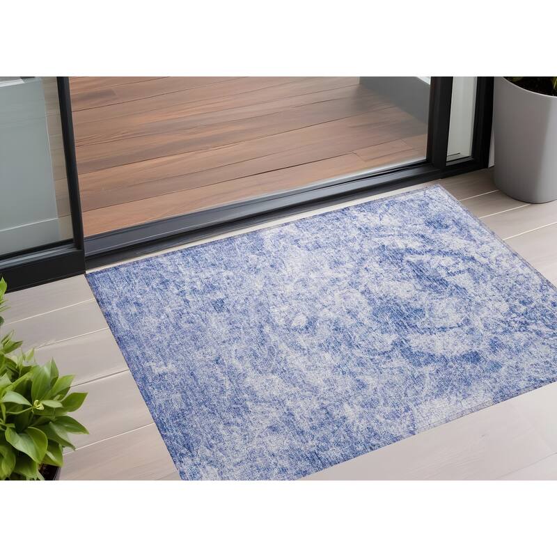 Dava Artistic Abstract Weather Resistant Versatile Elegance Outdoor Rug - 3' x 5' - Blue