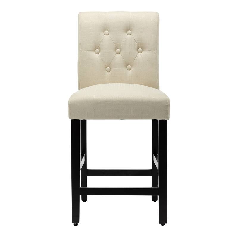 24 Inches Counter Height Bar Stools with Button Tufted Back Set of 2