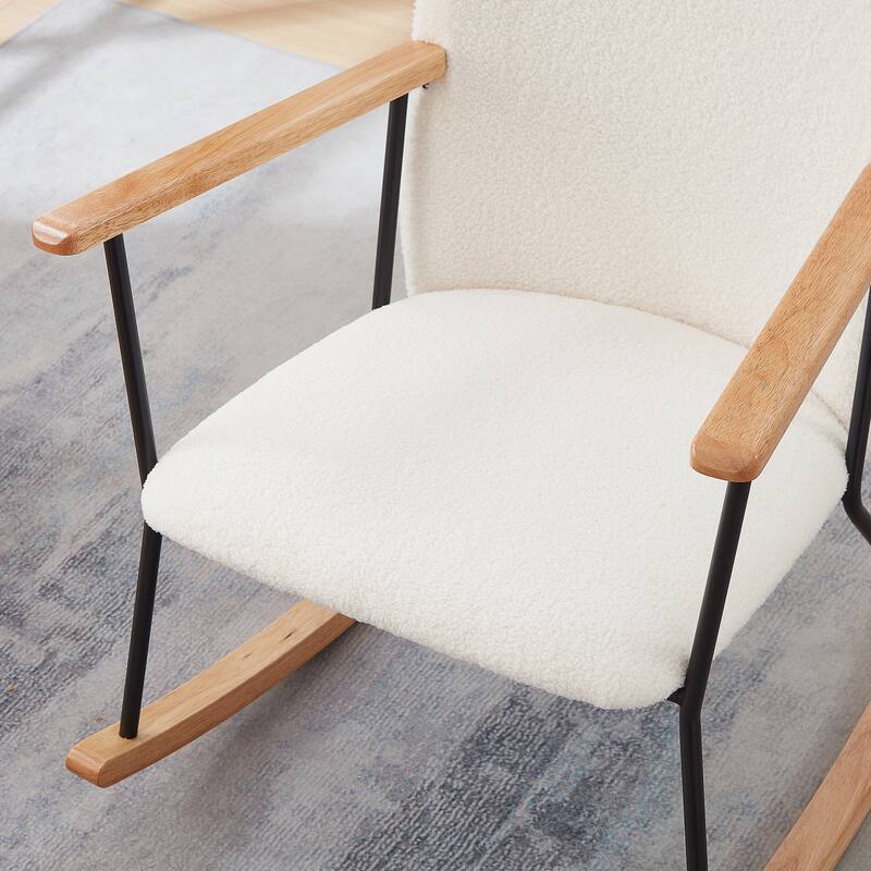 Adjustable Headrest Pillow Rocking Chair Accent Chair with High Backrest