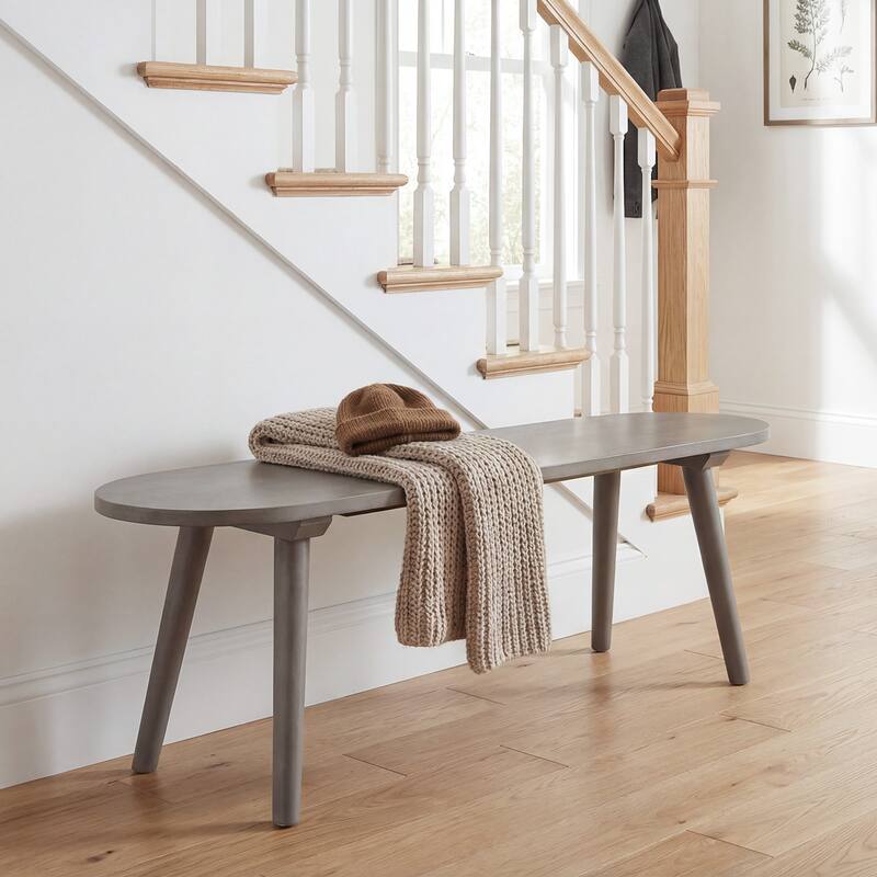 Gymax 43'' Solid Wood Farmhouse Dining Bench Set of 2 w/Rubber Wood