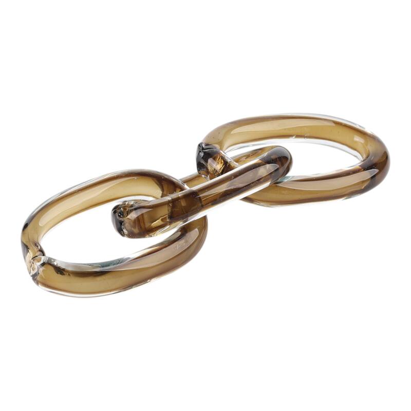 Glass Sculpture Chain Link Figurine for Home Decor - 13" Brown - 13" x 3.5" x 1"