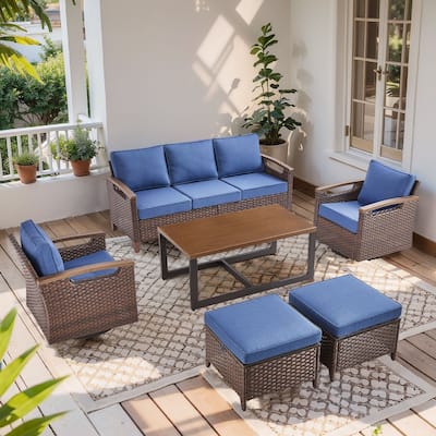 Pocassy Outdoor Brown Wicker Funitre with Cushion Set