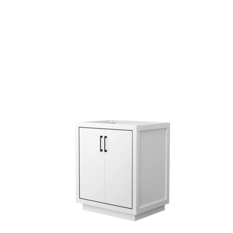 Icon Single Bathroom Vanity Cabinet, No Mirror - 30-Inch Single - White, Matte Black Trim, No Top