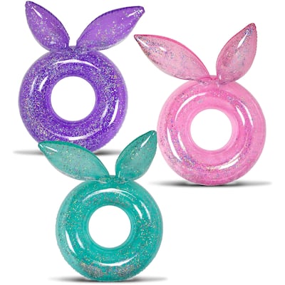 POZA Inflatable Bunny Pool Float Tubes Bundle Set - 3 Pack - 36 x 36 x 9 inches