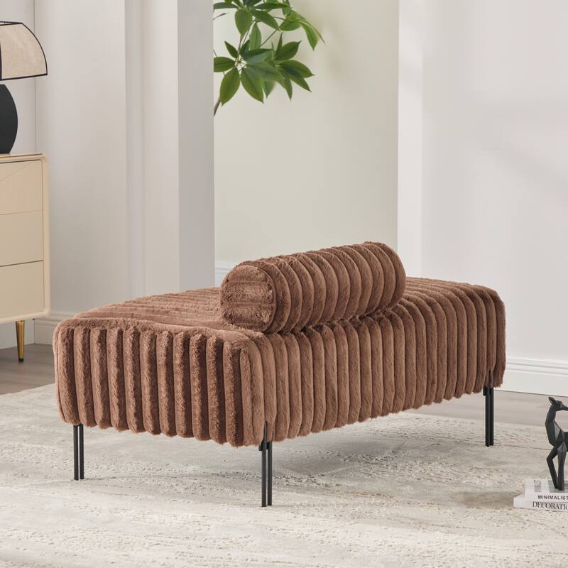 49.6"W Oversized Modern Upholstered Bench Ottoman with Metal Legs