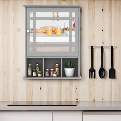 kleankin Bathroom Cabinet Wall Mount with Mirror Door 3 Shelf Organizer for Bathroom, Kitchen, Bedroom, Grey
