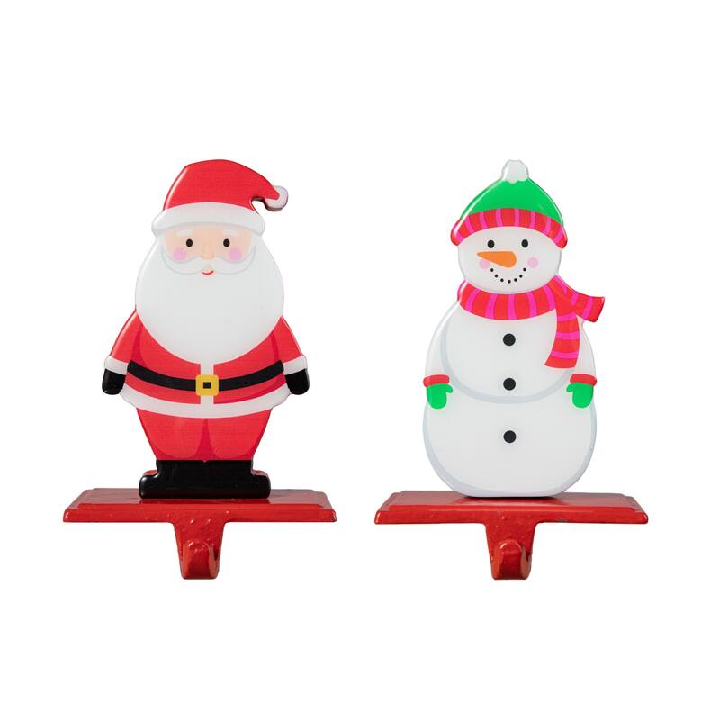 Glitzhome Set of 2 Christmas Santa & Snowman Stocking Holders