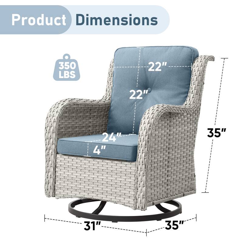 779657388297 Outdoor Swivel Glider Chairs with 4Inch 5Inch 6Inch Cushion