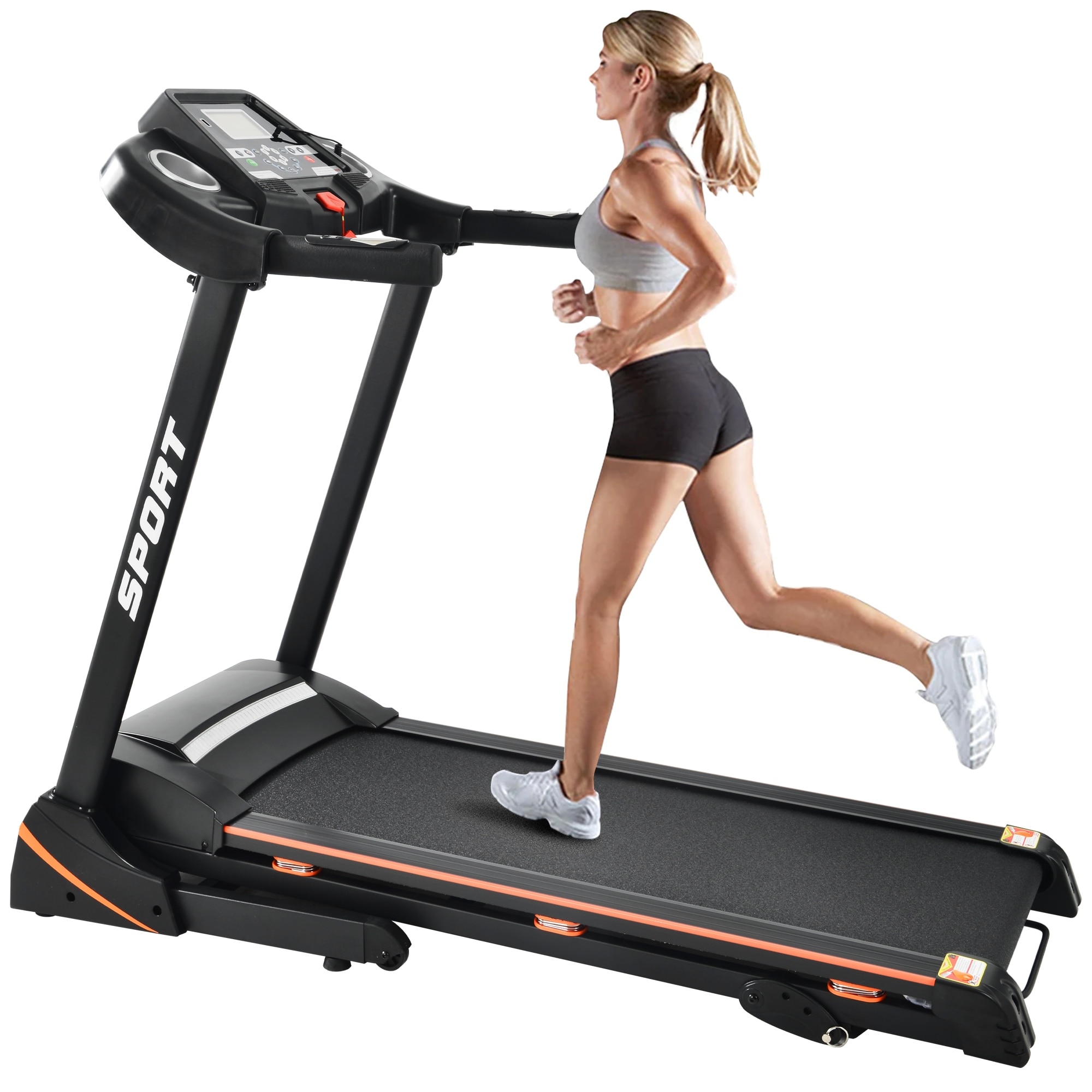 Folding Treadmill with Incline Functionality and LCD Display Screen