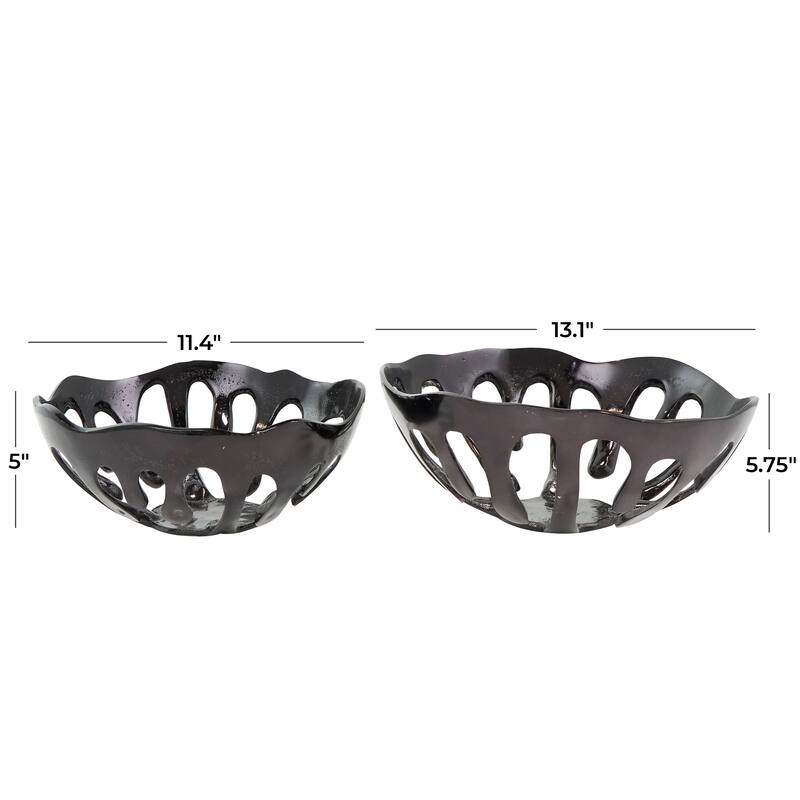 Aluminum Metal Drip Decorative Bowl with Open Frame Design (Set of 2)