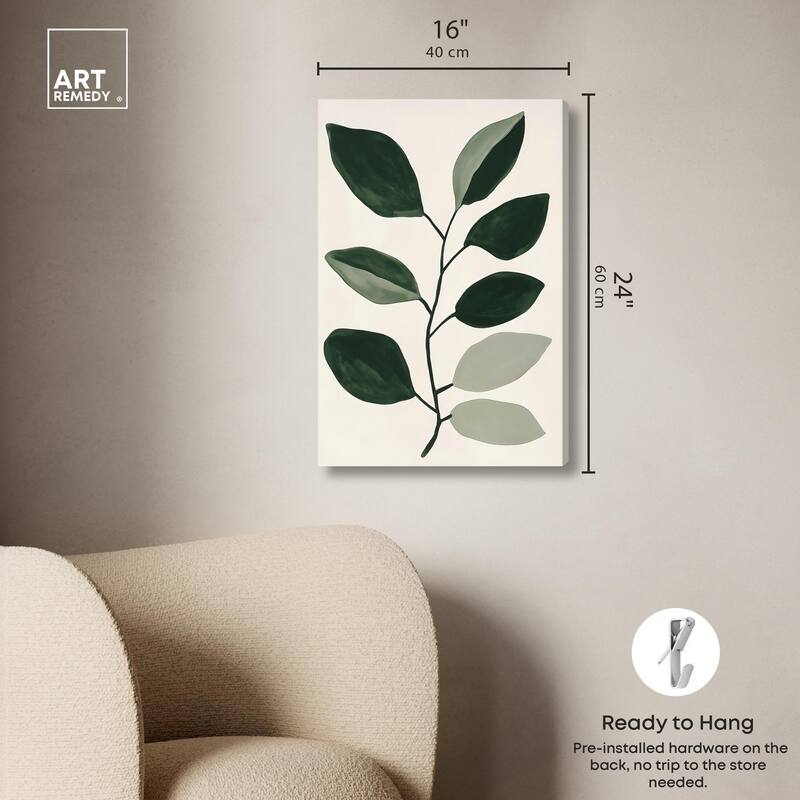 Green and Grey Branch I Canvas by Art Remedy, Gallery Wrapped