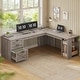 preview thumbnail 74 of 156, Farmhouse Executive L Shaped Desk Home Office Desk with Drawers and Storage Cabinet & Power Outlet