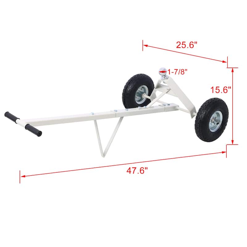 Multifunctional trailer dolly with 10-inch pneumatic tires, 600 lbs capacity