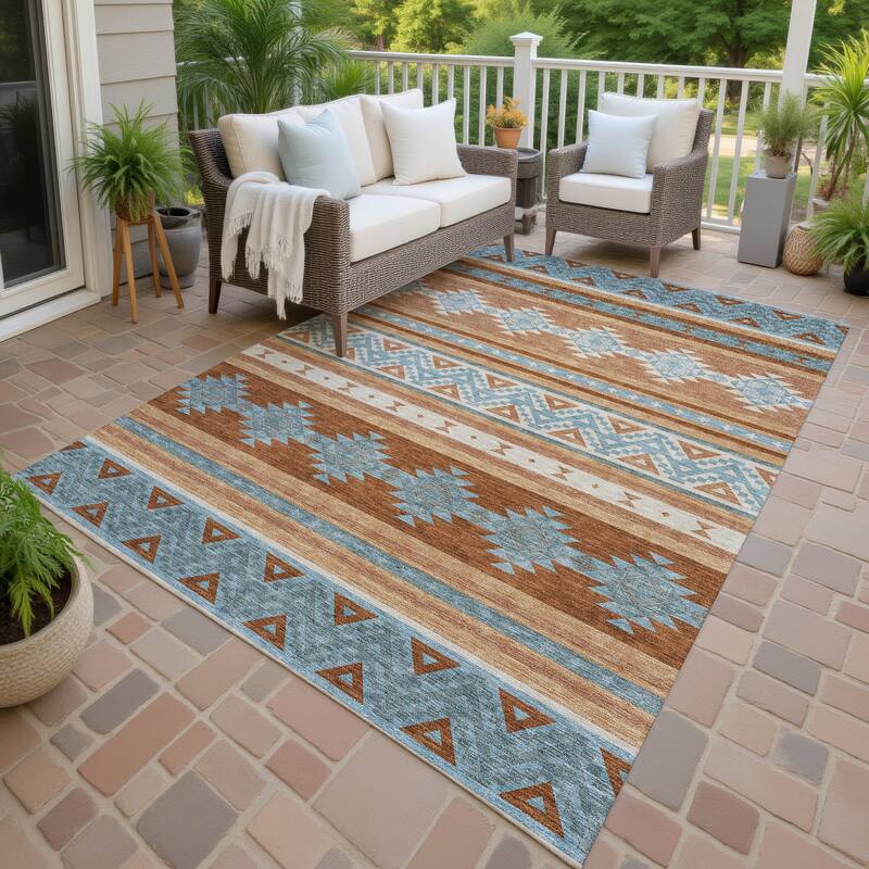 Machine Washable Indoor/ Outdoor Global Heston Chantille Rug - Paprika - 8' x 10'