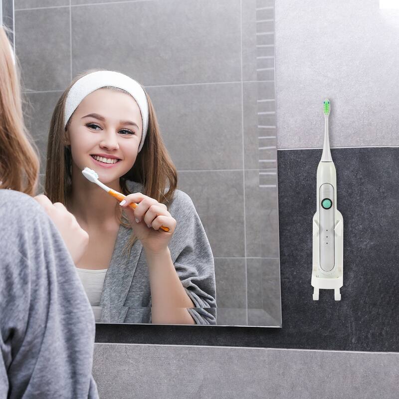 2 Pcs Wall-mounted Toothbrush Holder, Hanging Toothbrush Holder, 5.28"x1.73"x1.81" - White