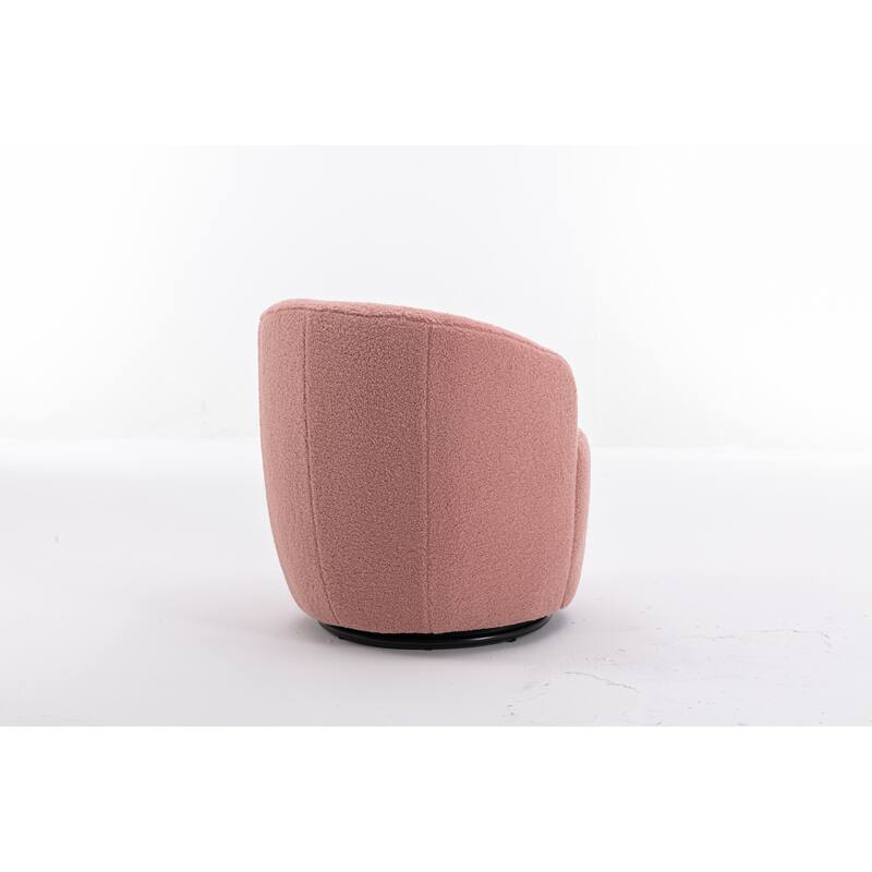 Wool Swivel Barrel Chair with 360° Rotation & Metal Base