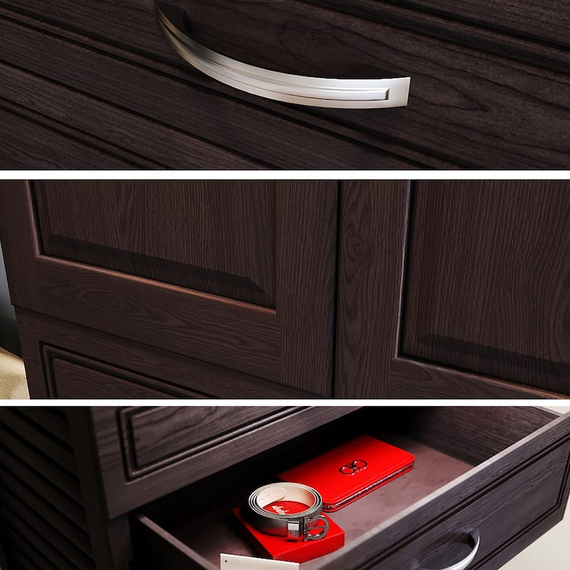 John Louis Home Solid Wood Reach-In Closet System with 5-Drawers and Raised Panel Doors Espresso