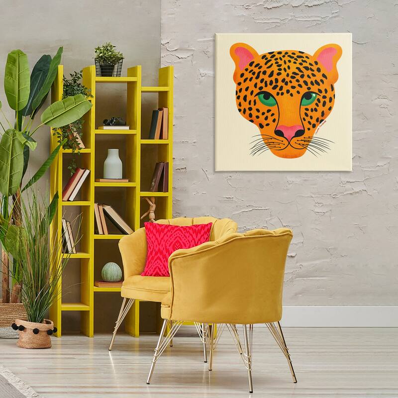 Stupell Modern Leopard Wildlife Face Canvas Wall Art Design By Carrie Cantwell