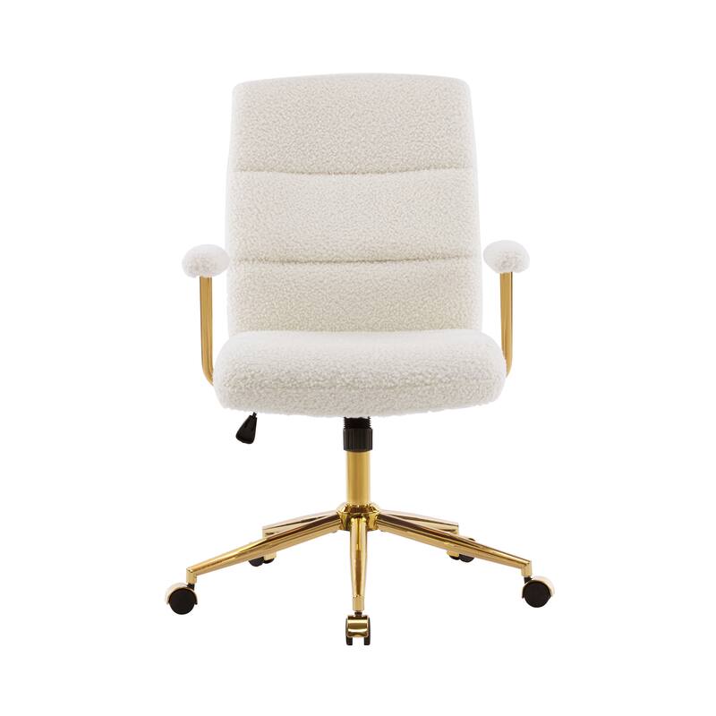 Textured Boucle Fabric Office Chair, Modern Height Adjustable Desk Chair with Padded Arms
