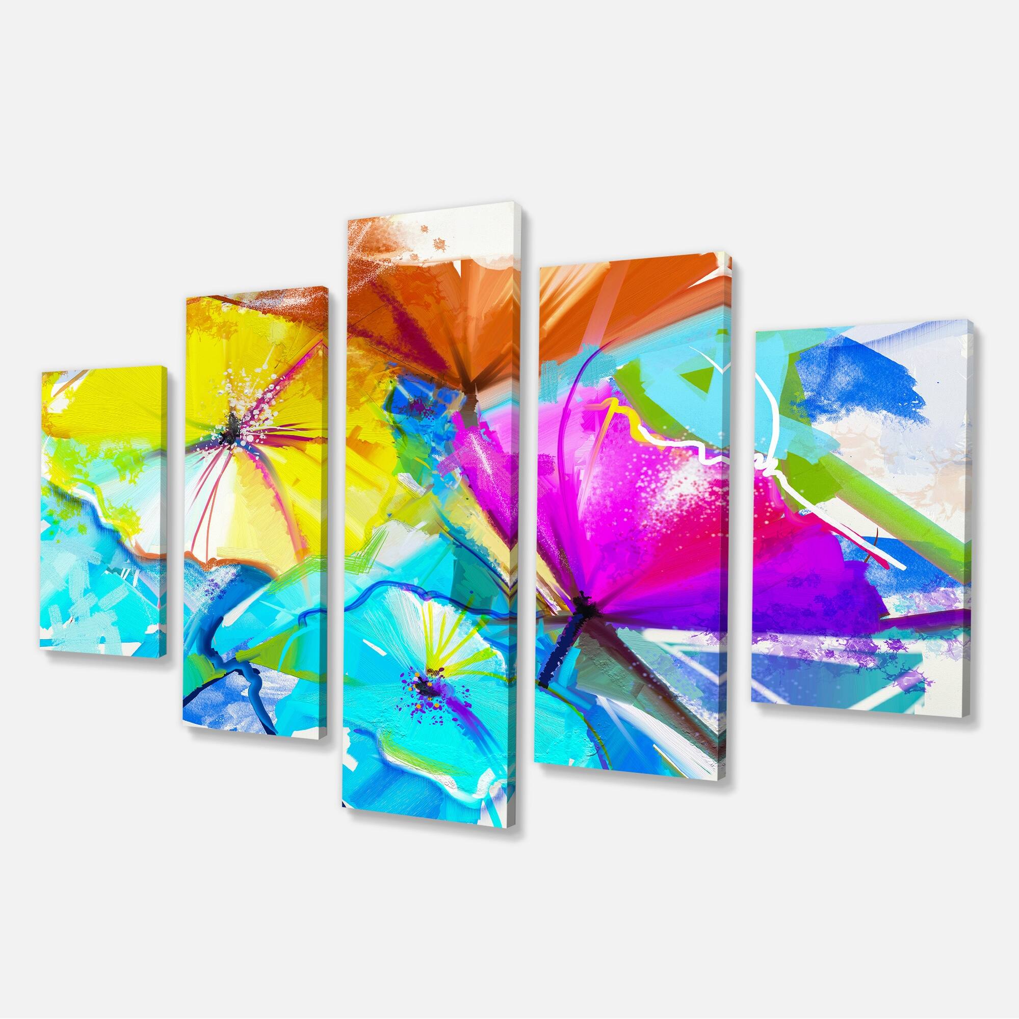 Designart "Abstract Spring Flowers Still Life" Blue" Extra Large Floral